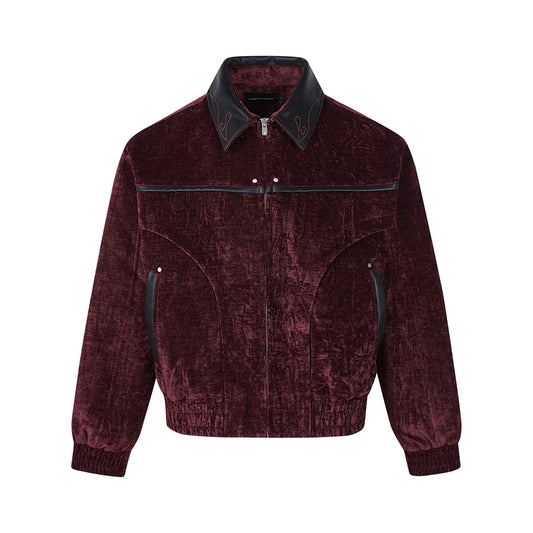 Heritage Chenille Leather-Trim Jacket