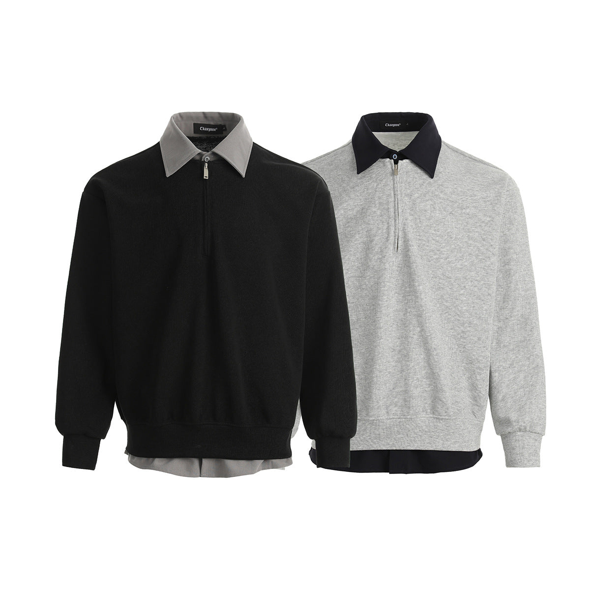 Layered Zip Polo Sweatshirt