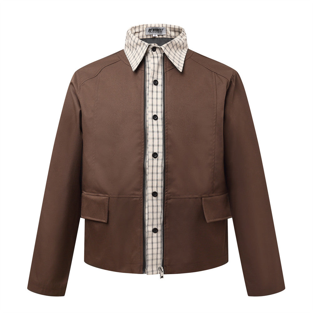 Plaid Layer Zip Jacket