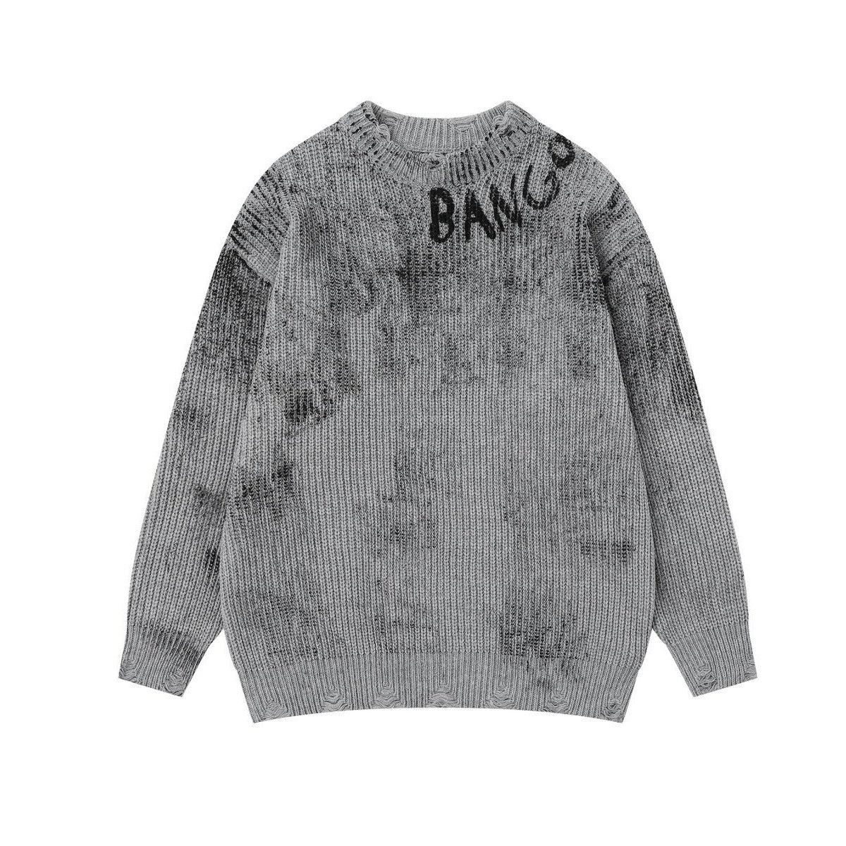 Distressed Graphic Knit Sweater