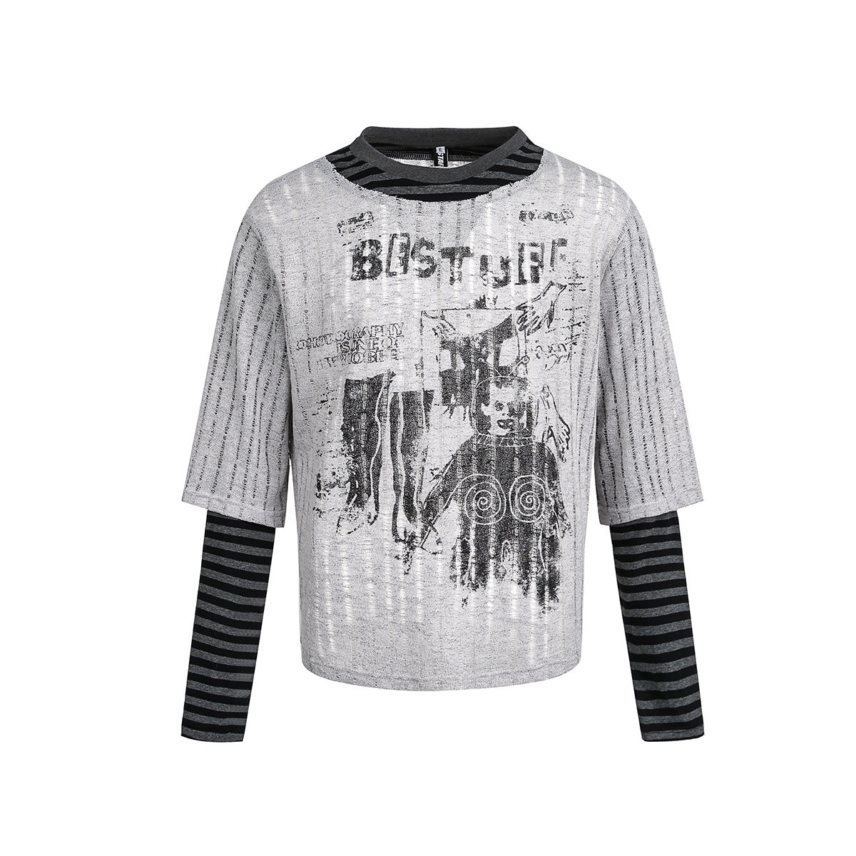 Layered Distressed Graphic Tee