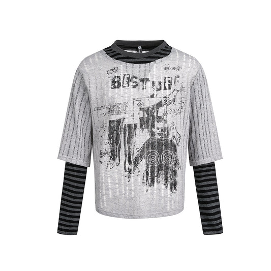 Layered Distressed Graphic Tee