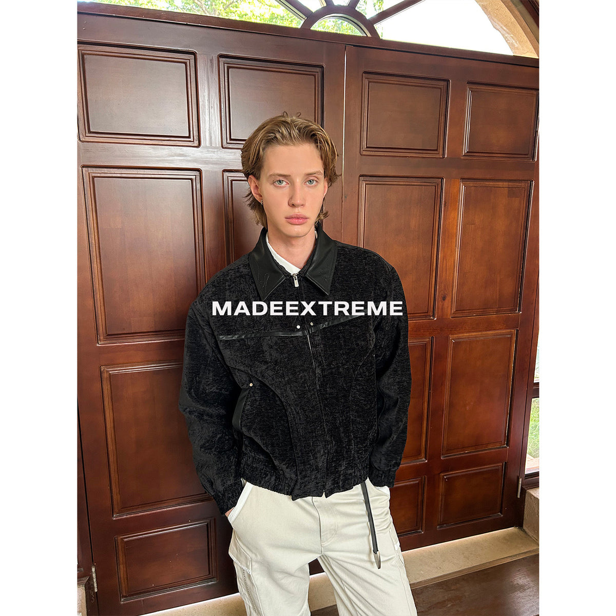 Heritage Chenille Leather-Trim Jacket