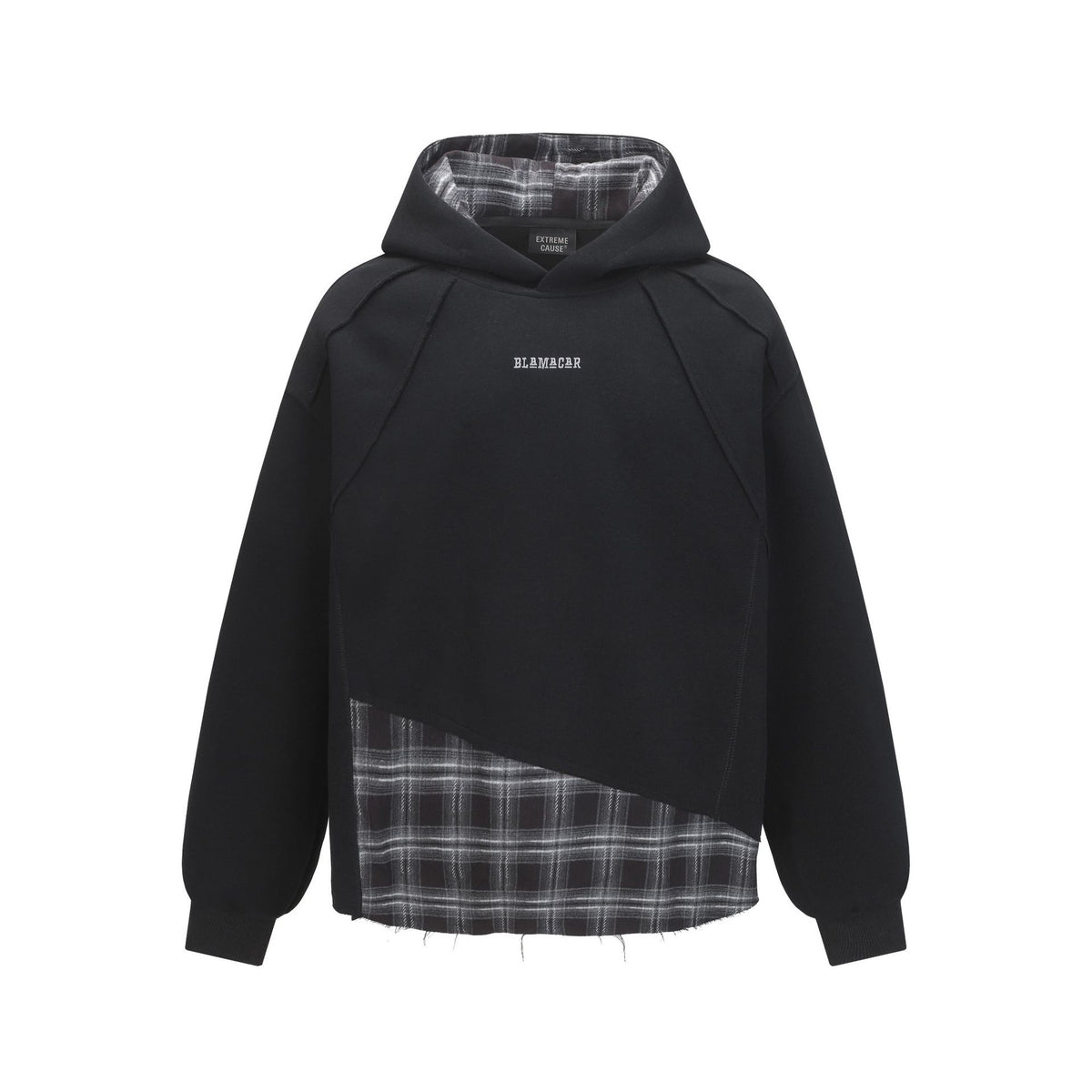Asymmetric Plaid Layered Hoodie