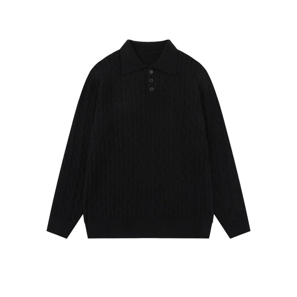 Cable Knit Long-Sleeve Polo