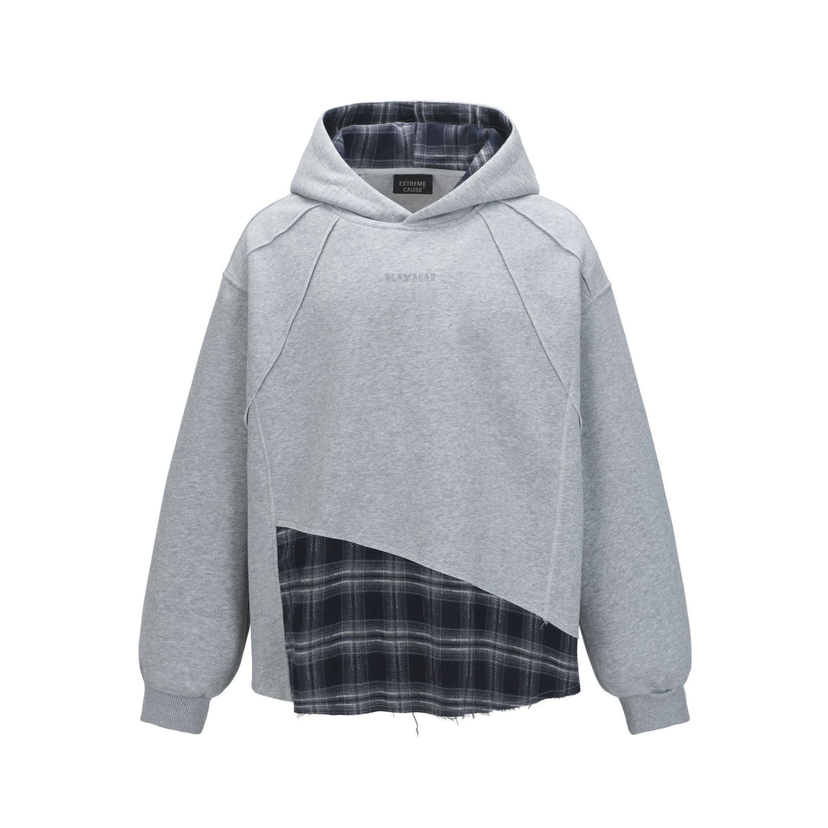 Asymmetric Plaid Layered Hoodie