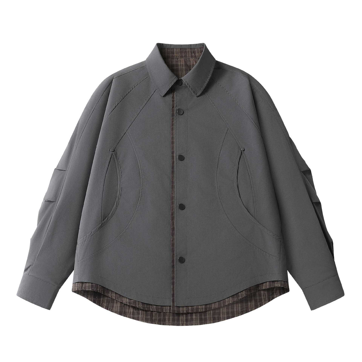 Vintage Oversized Plaid Long Sleeve Deconstructed Layered Mens Shirt