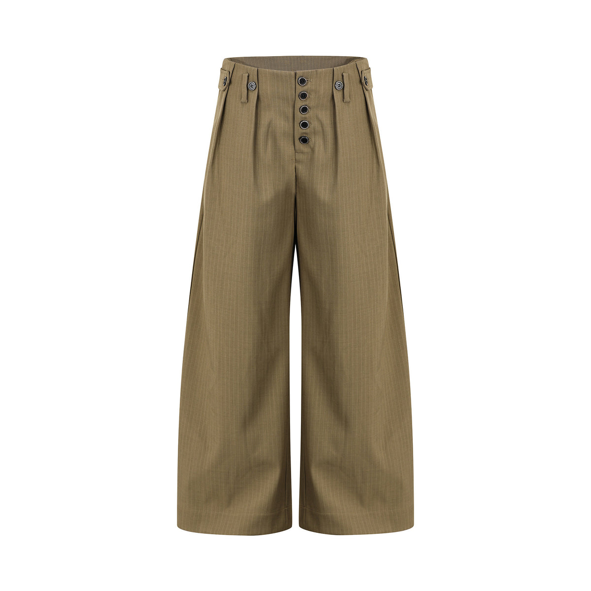 Mid-Waist Striped Wide-Leg Trousers