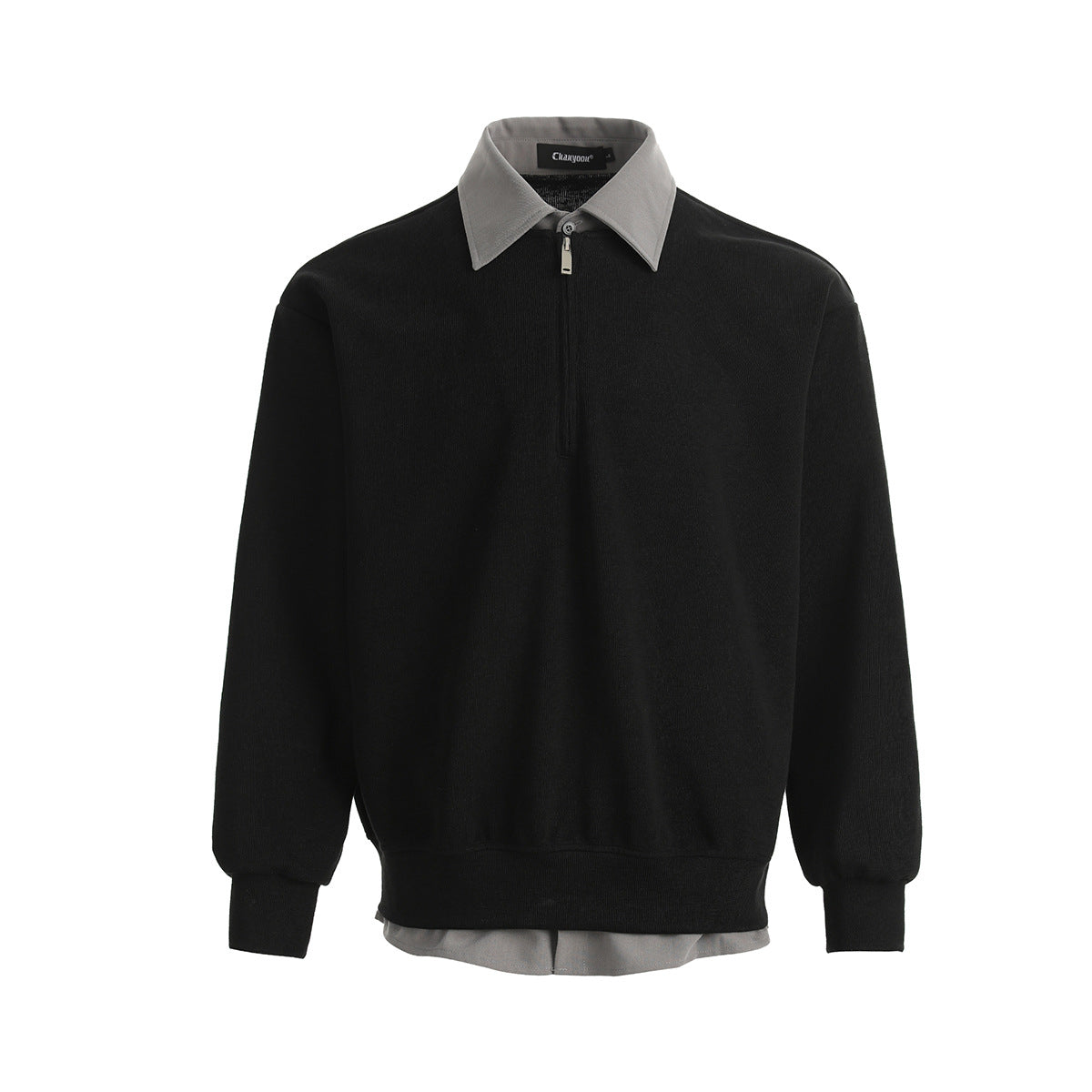 Layered Zip Polo Sweatshirt