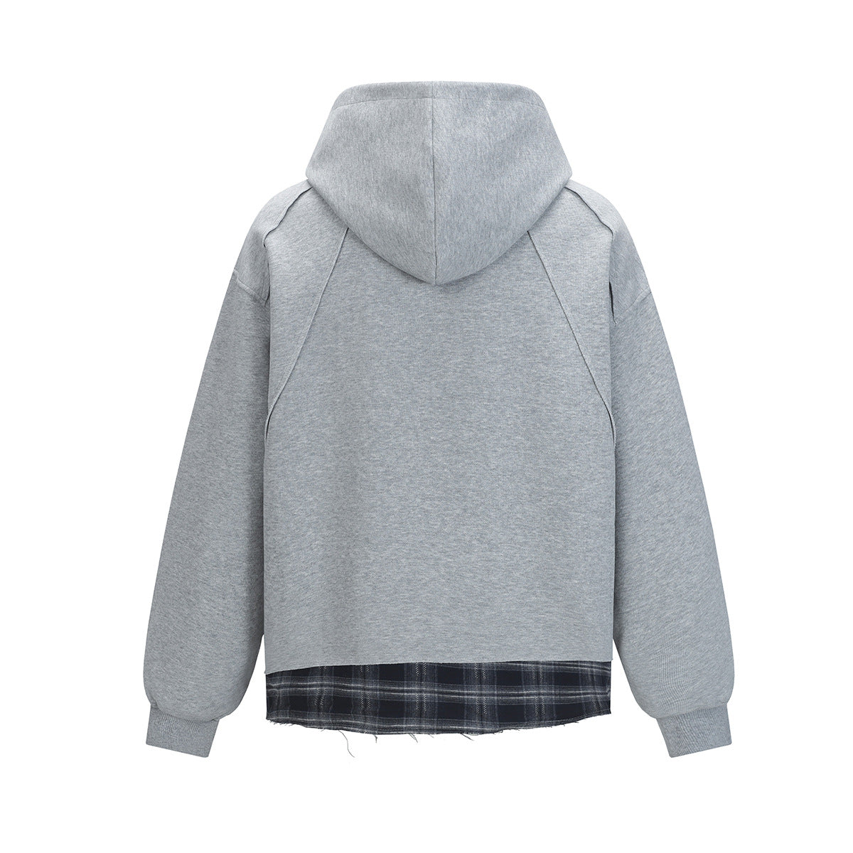 Asymmetric Plaid Layered Hoodie