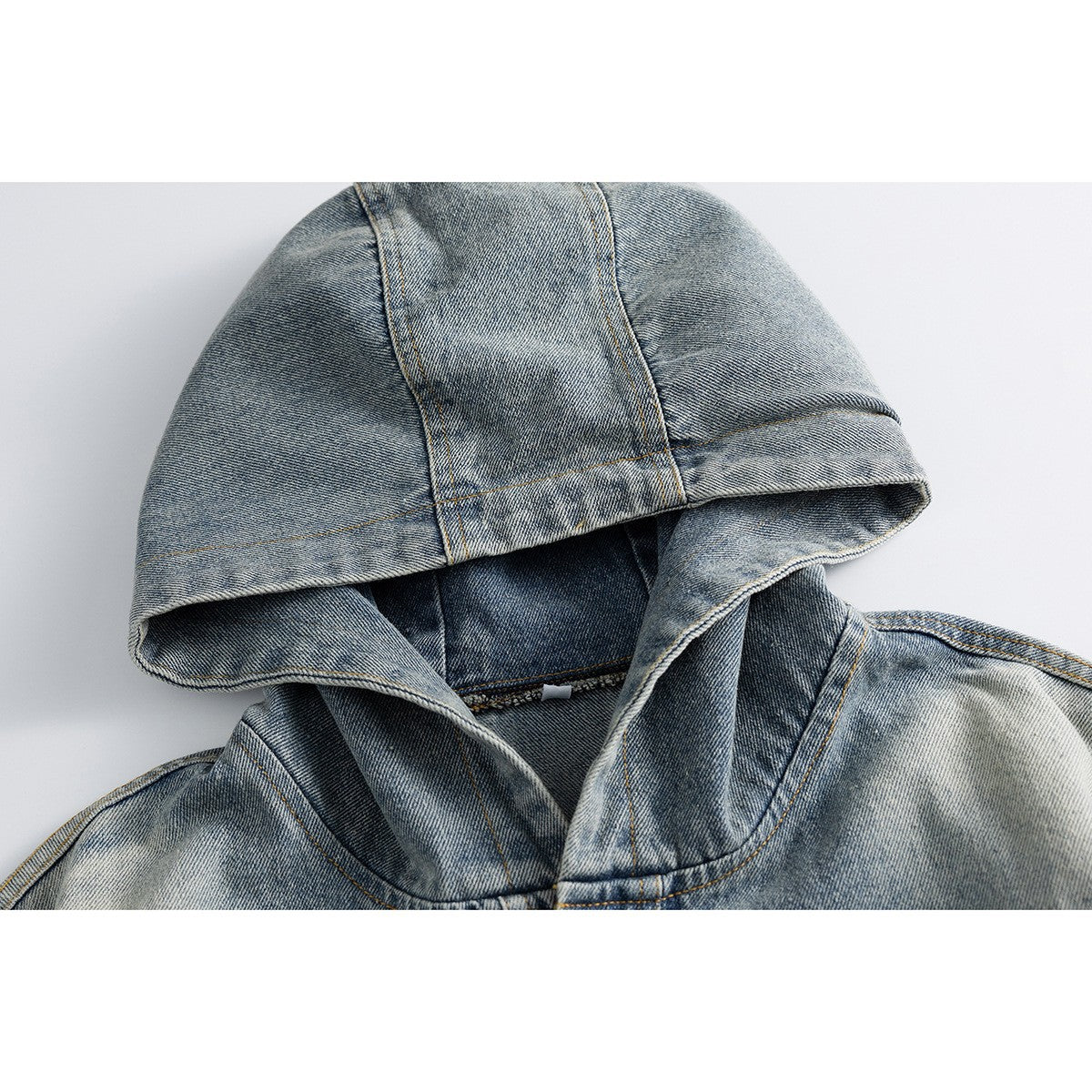 Vintage Wash Denim Hooded Jacket