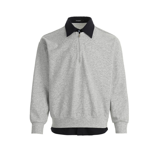 Layered Zip Polo Sweatshirt