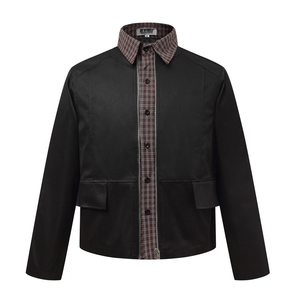 Plaid Layer Zip Jacket