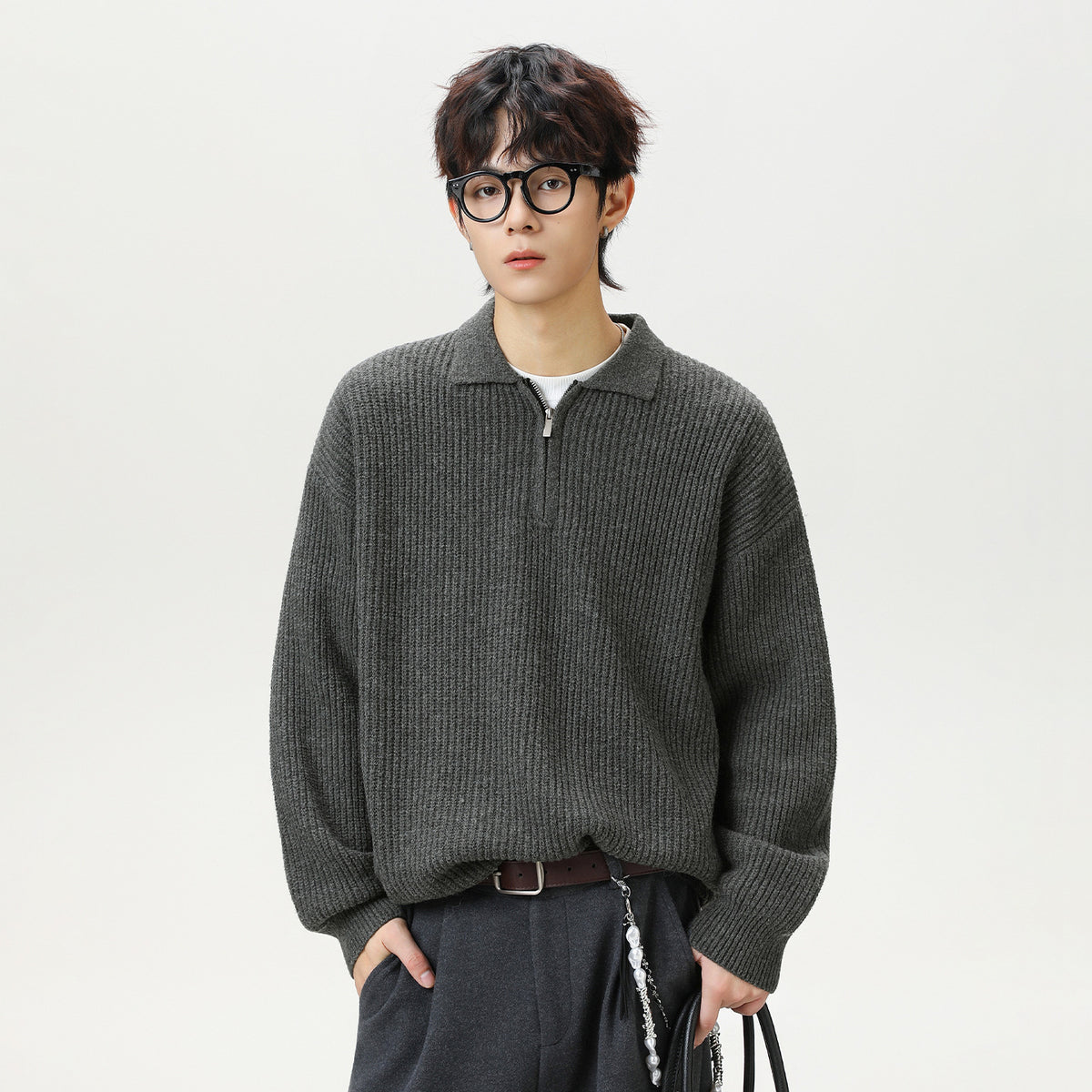 Half-Zip Knit Polo Sweater