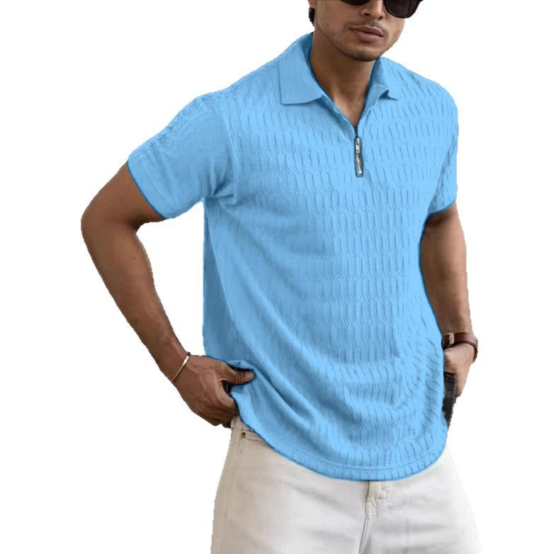 Textured Zip Polo