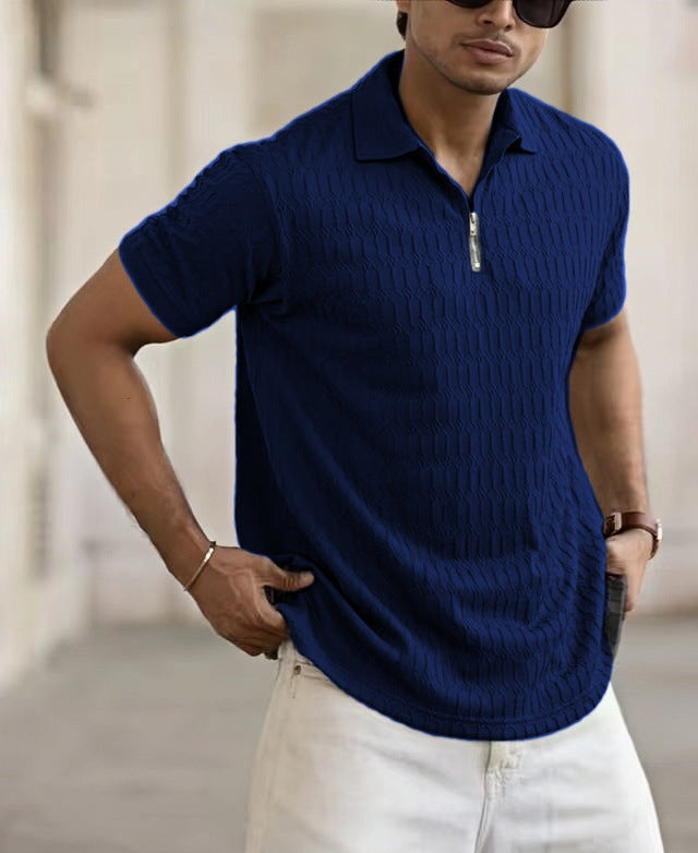 Textured Zip Polo