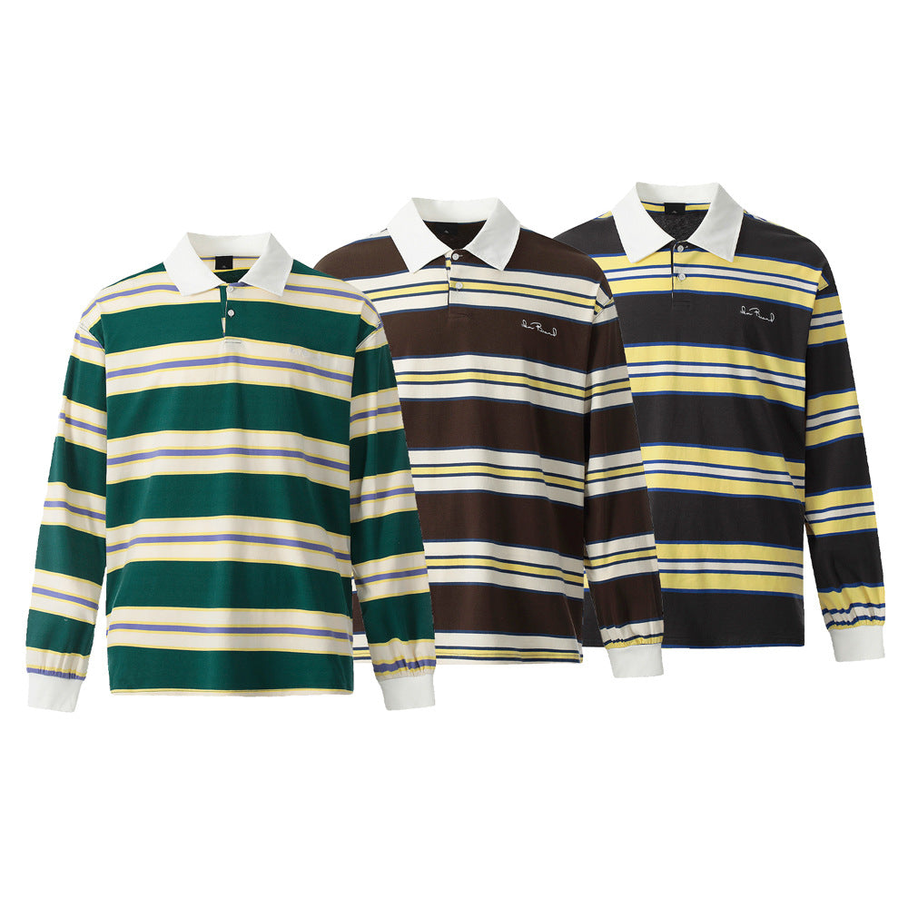 Striped Long Sleeve Polo