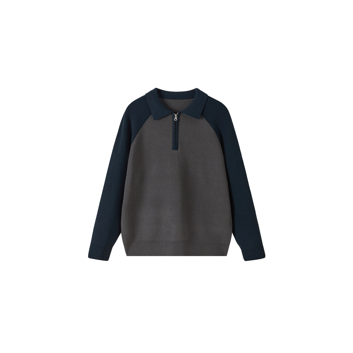 Contrast Raglan Half-Zip Knit