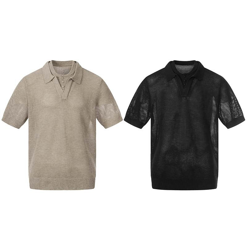 Layered Mesh Knit Polo