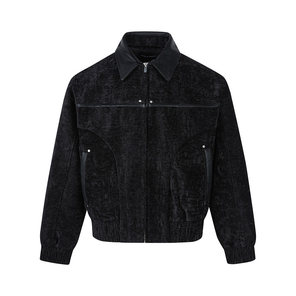 Heritage Chenille Leather-Trim Jacket