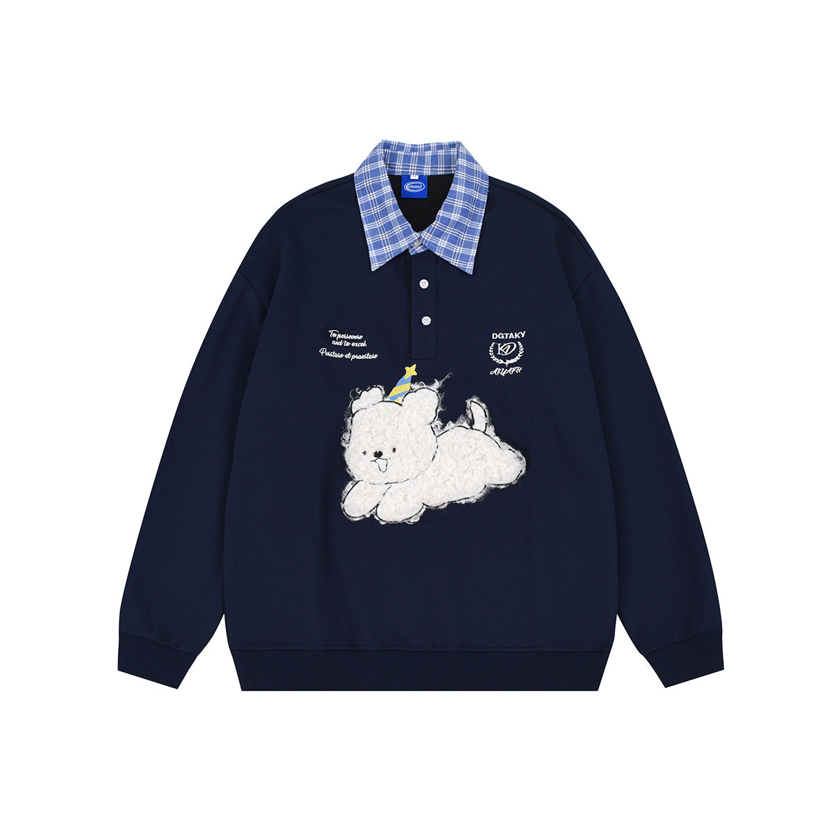 Plaid Collar Graphic Sweatshirt
