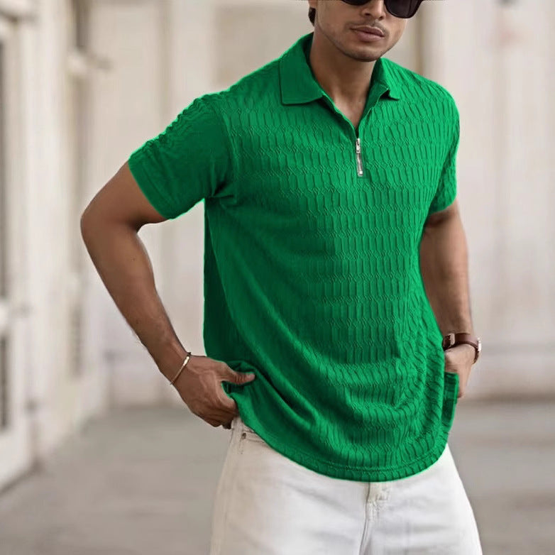 Textured Zip Polo