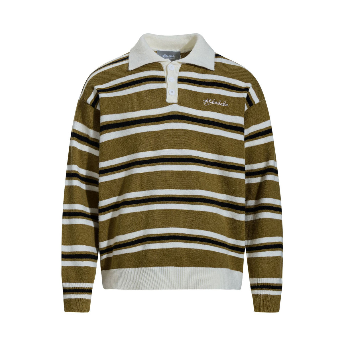 Striped Knit Polo Sweater