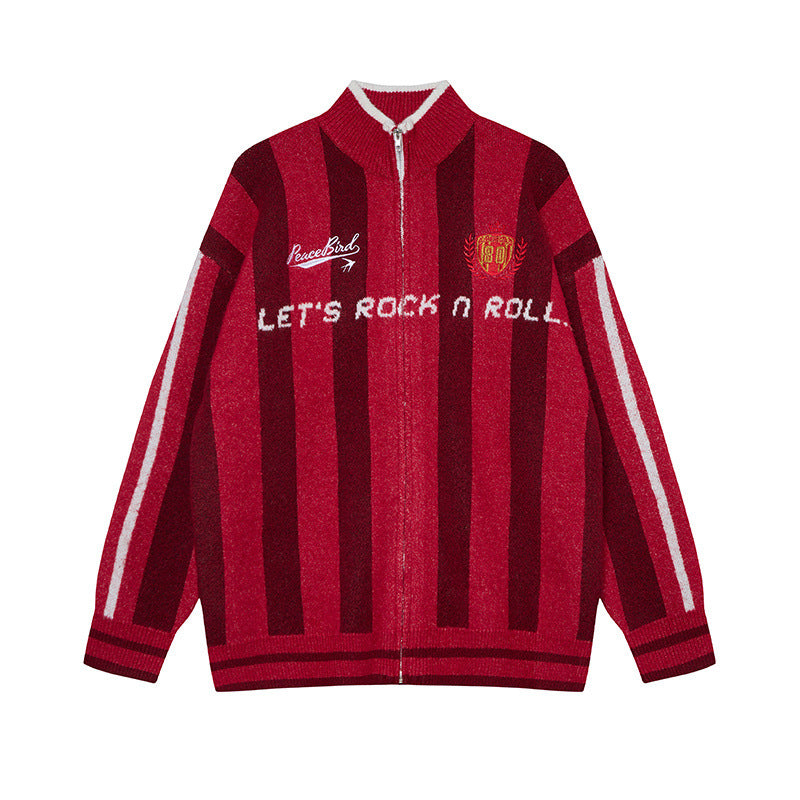 Retro Stripe Track Knit Jacket