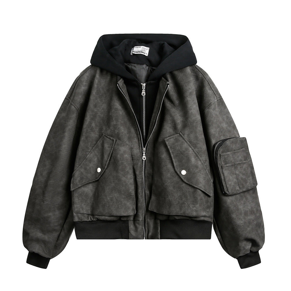 Layered Utility Bomber Jacket