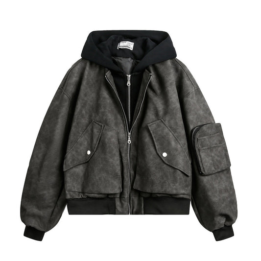 Layered Utility Bomber Jacket