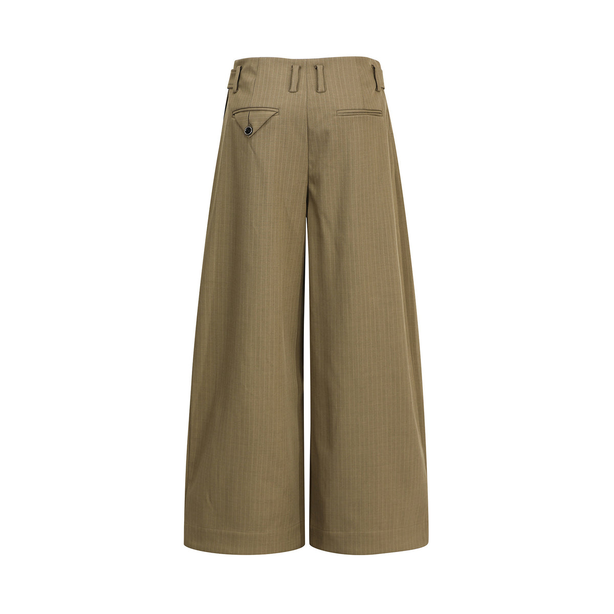 Mid-Waist Striped Wide-Leg Trousers