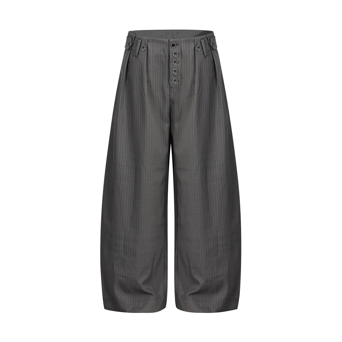 Mid-Waist Striped Wide-Leg Trousers