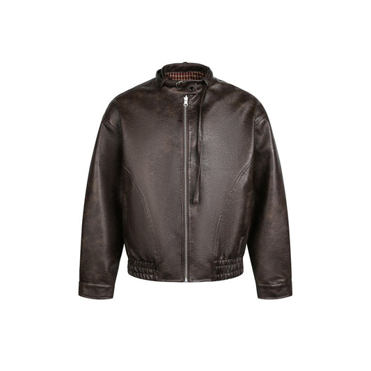 Old Buckle Collar Leather Jacket