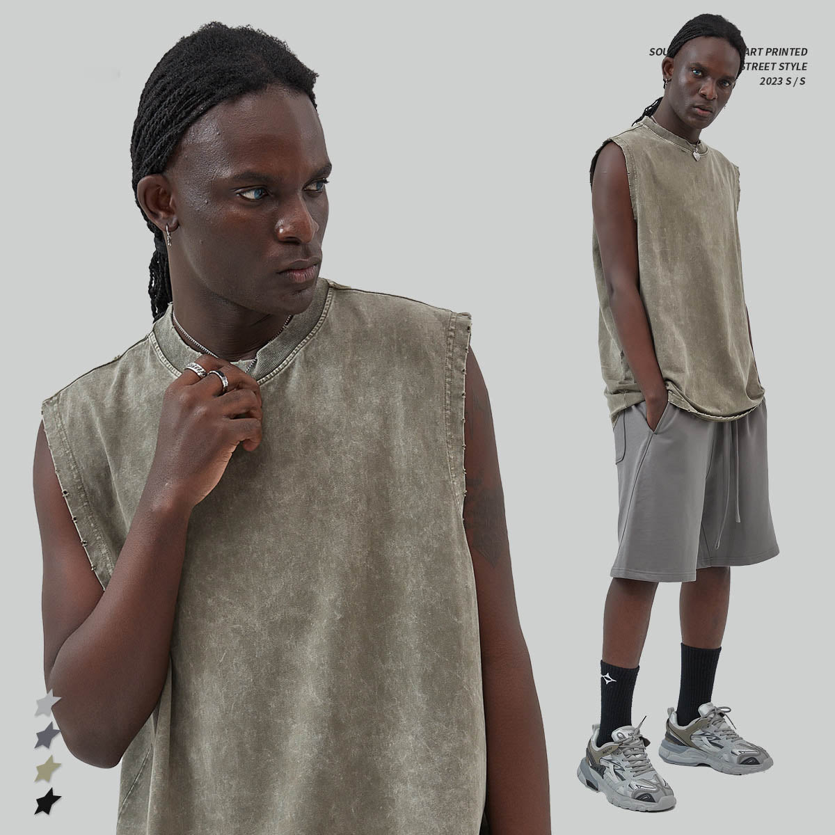 Washed Raw-Hem Tank
