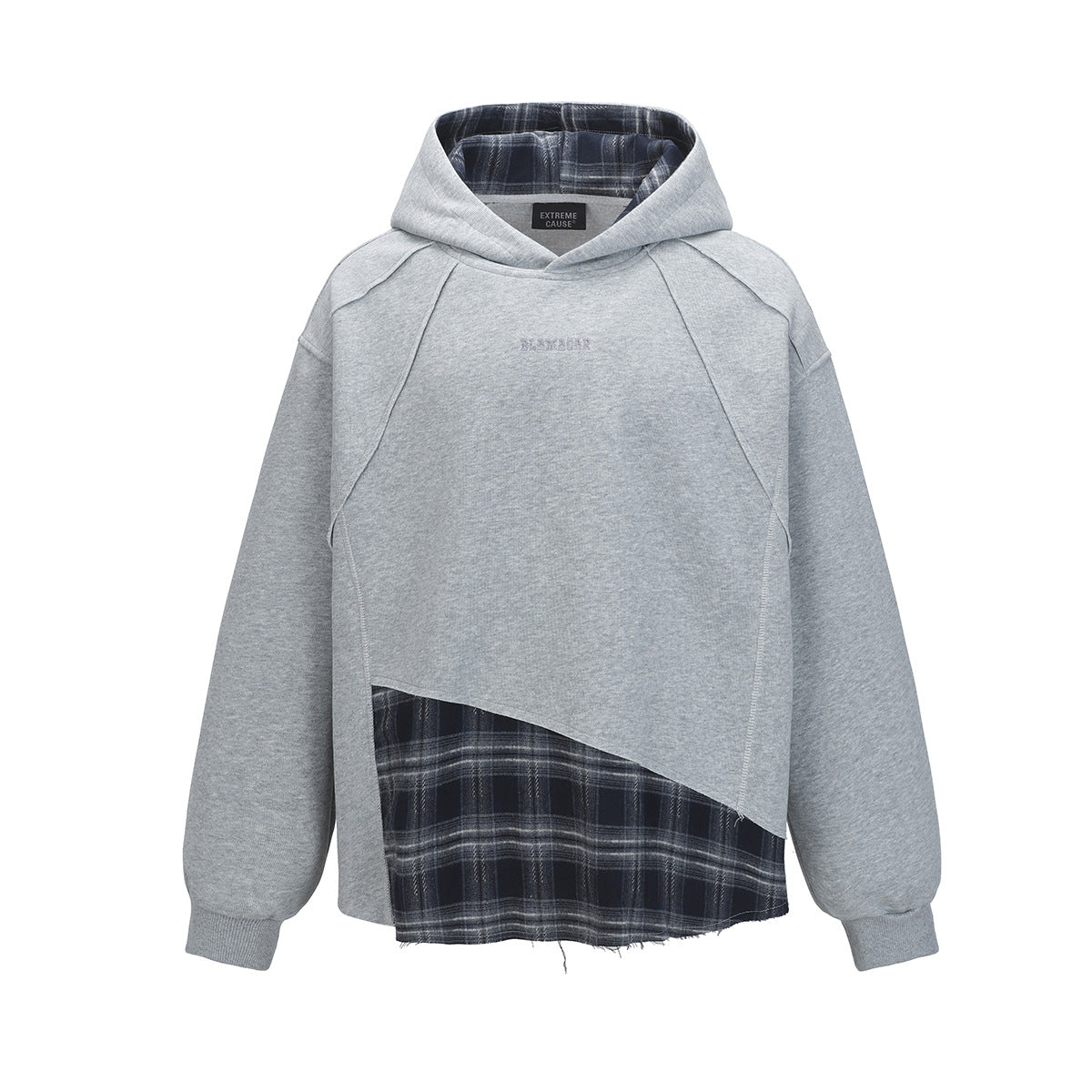 Asymmetric Plaid Layered Hoodie