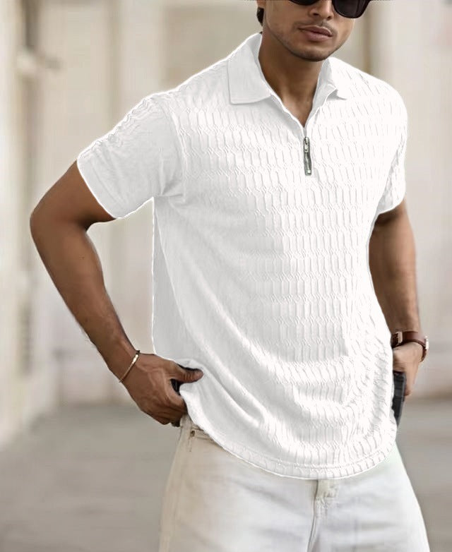 Textured Zip Polo