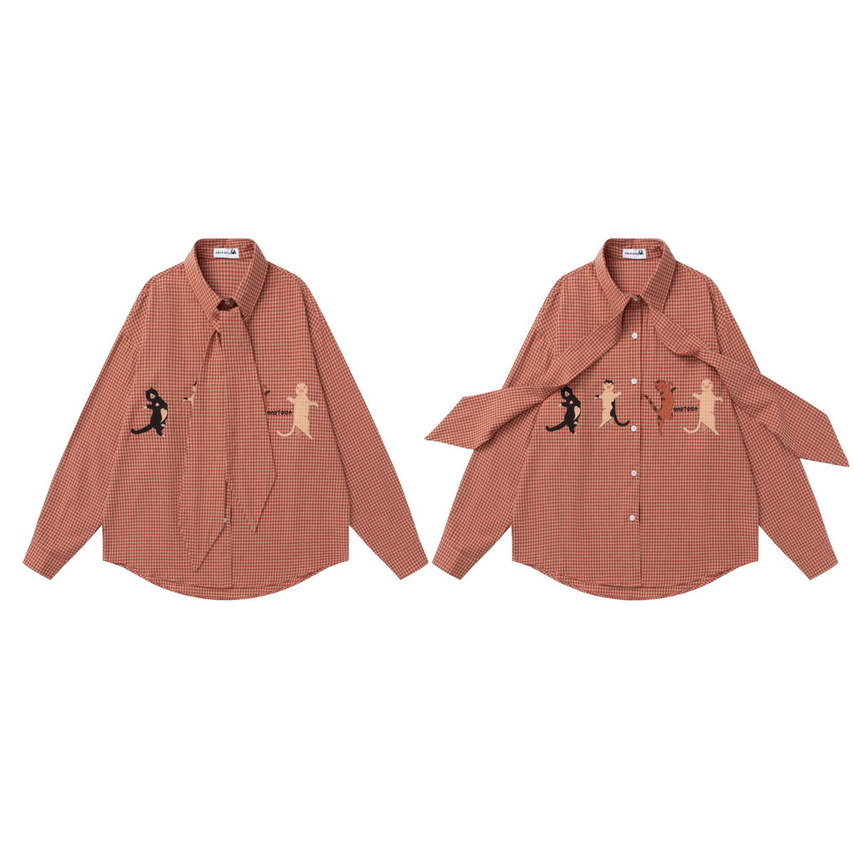 Embroidered Tie Detail Check Shirt