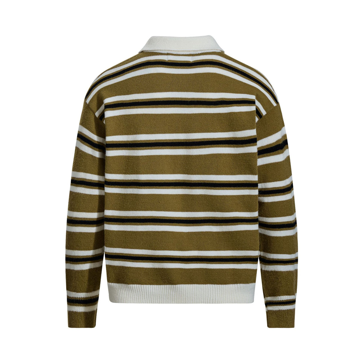 Striped Knit Polo Sweater