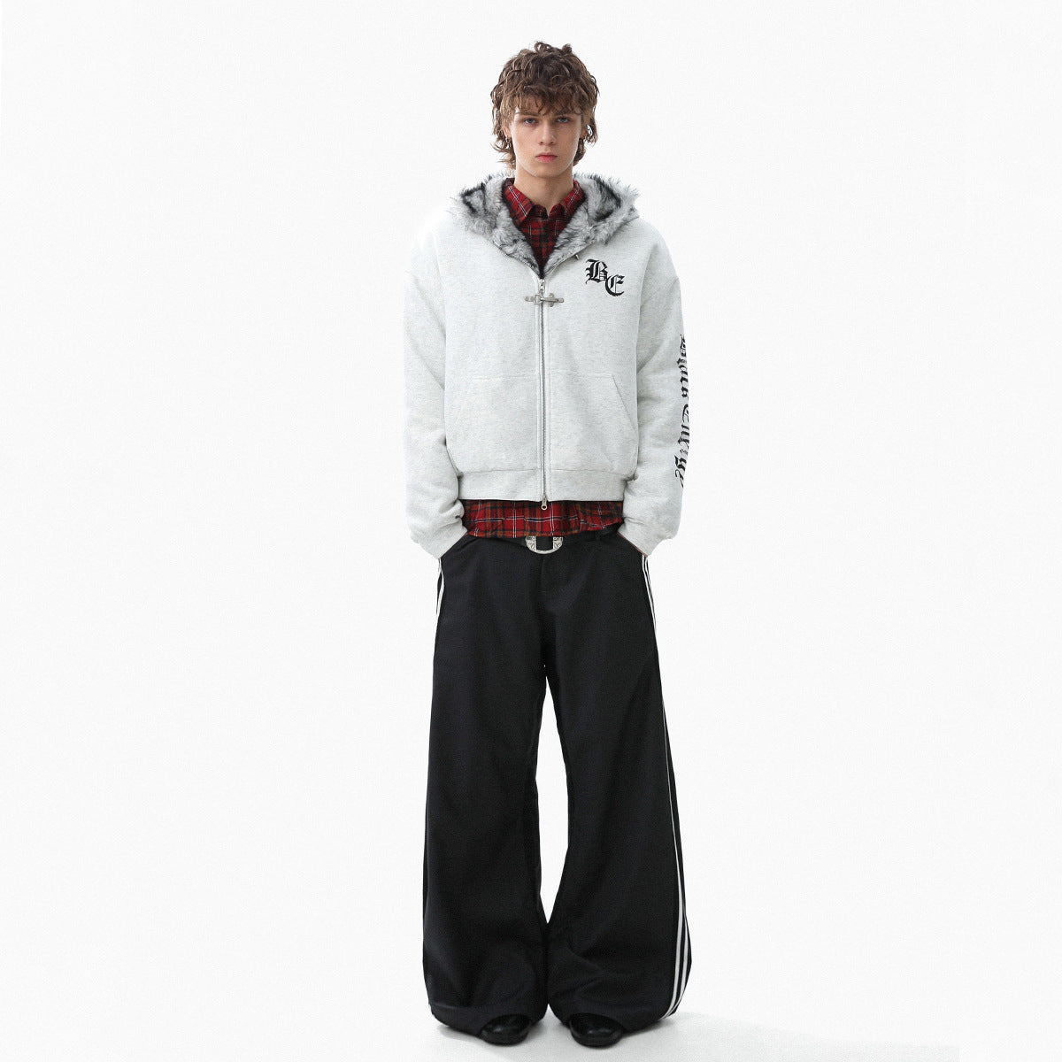 Gothic Crest Fur-Lined HoodieQ