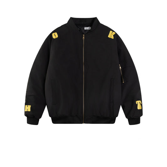Embroidered Letter Bomber Jacket