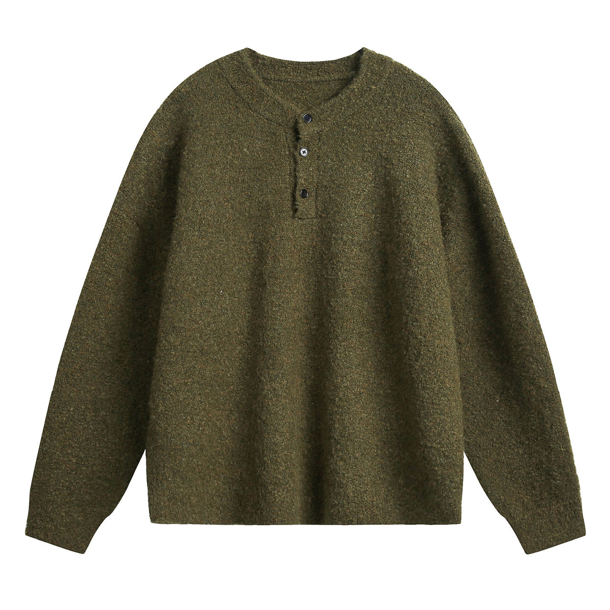 Textured Henley Knit Sweater