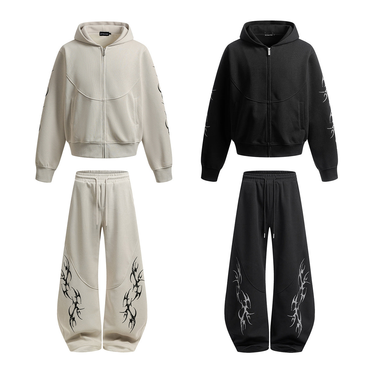 Geometric Zipper Hoodie