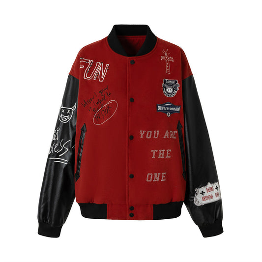 Embroidered Letther Baseball Jacket