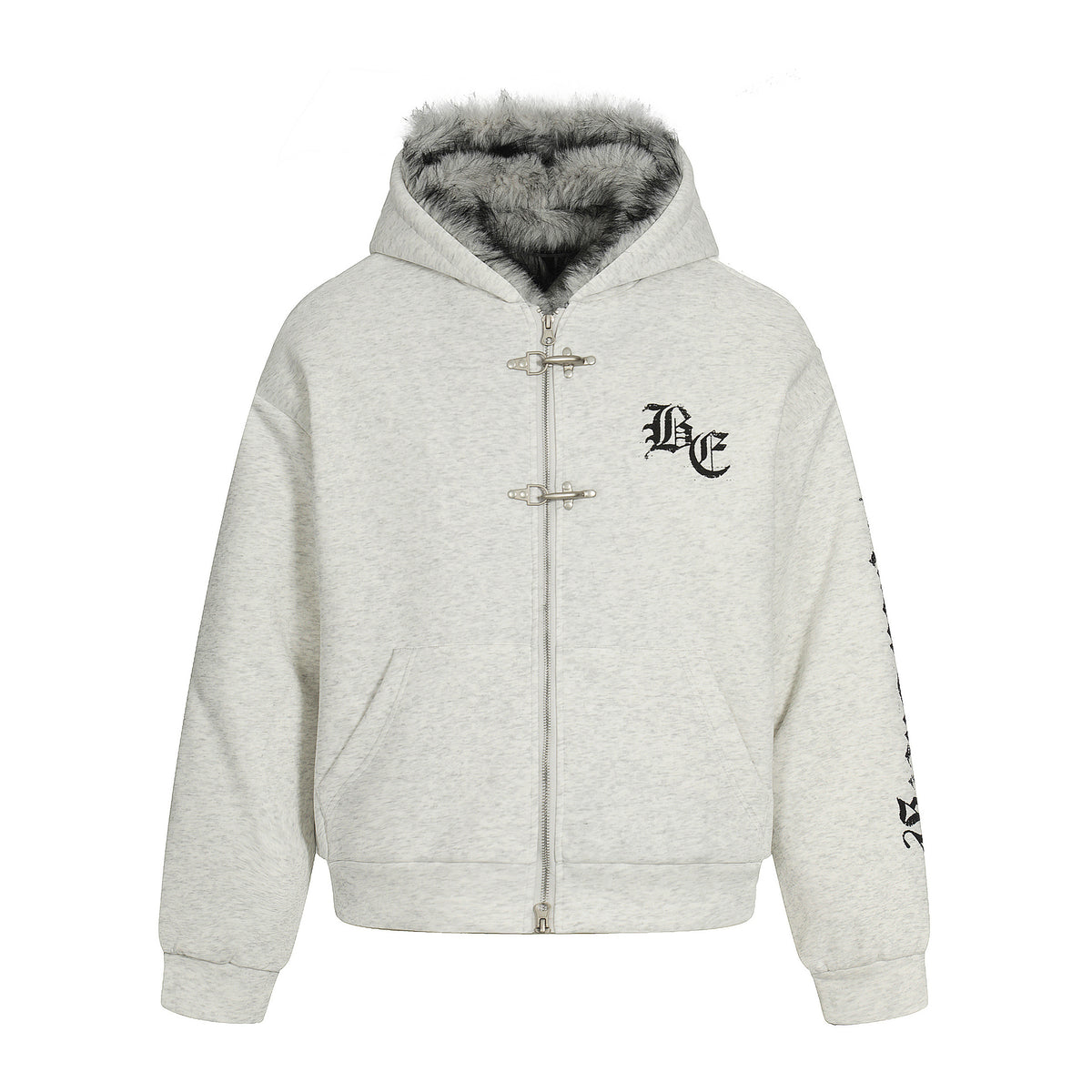 Gothic Crest Fur-Lined HoodieQ