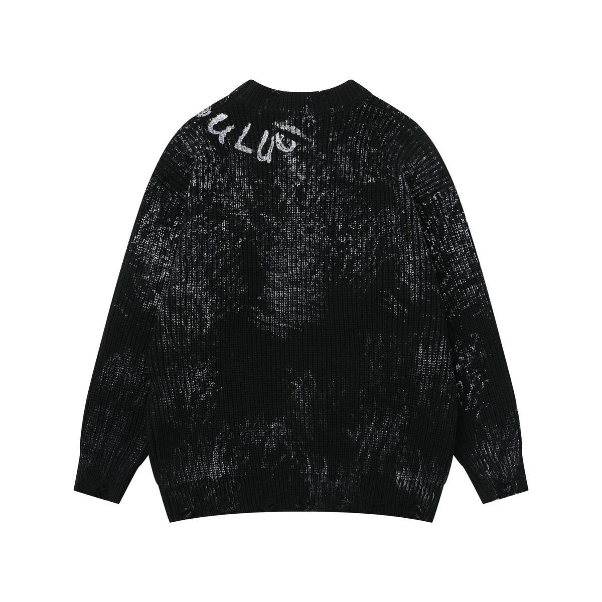 Distressed Graphic Knit Sweater