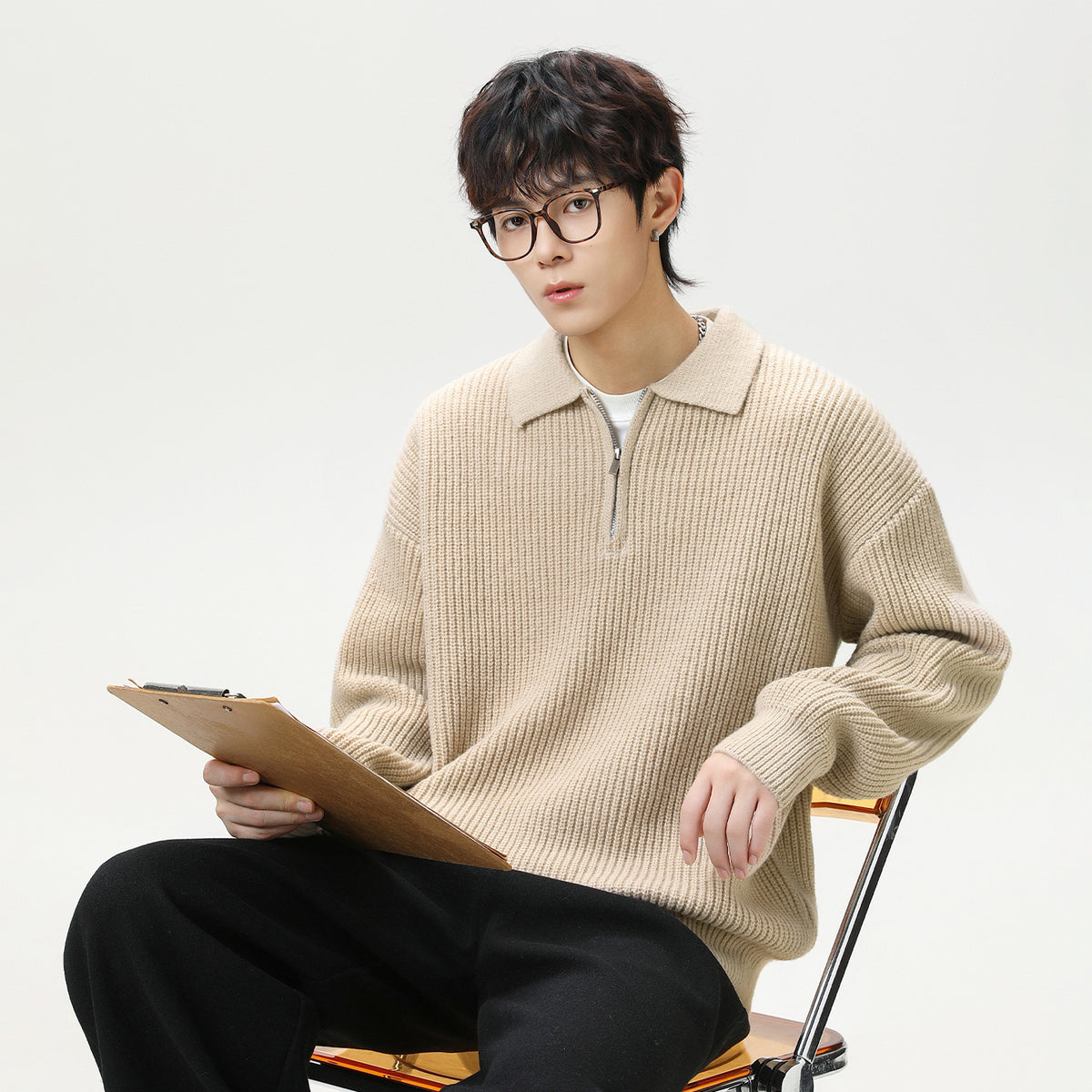 Half-Zip Knit Polo Sweater