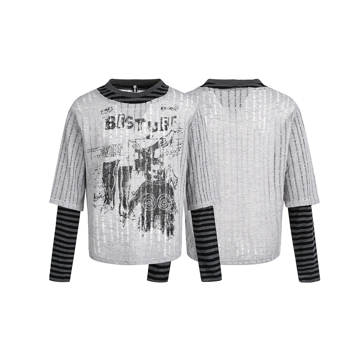 Layered Distressed Graphic Tee
