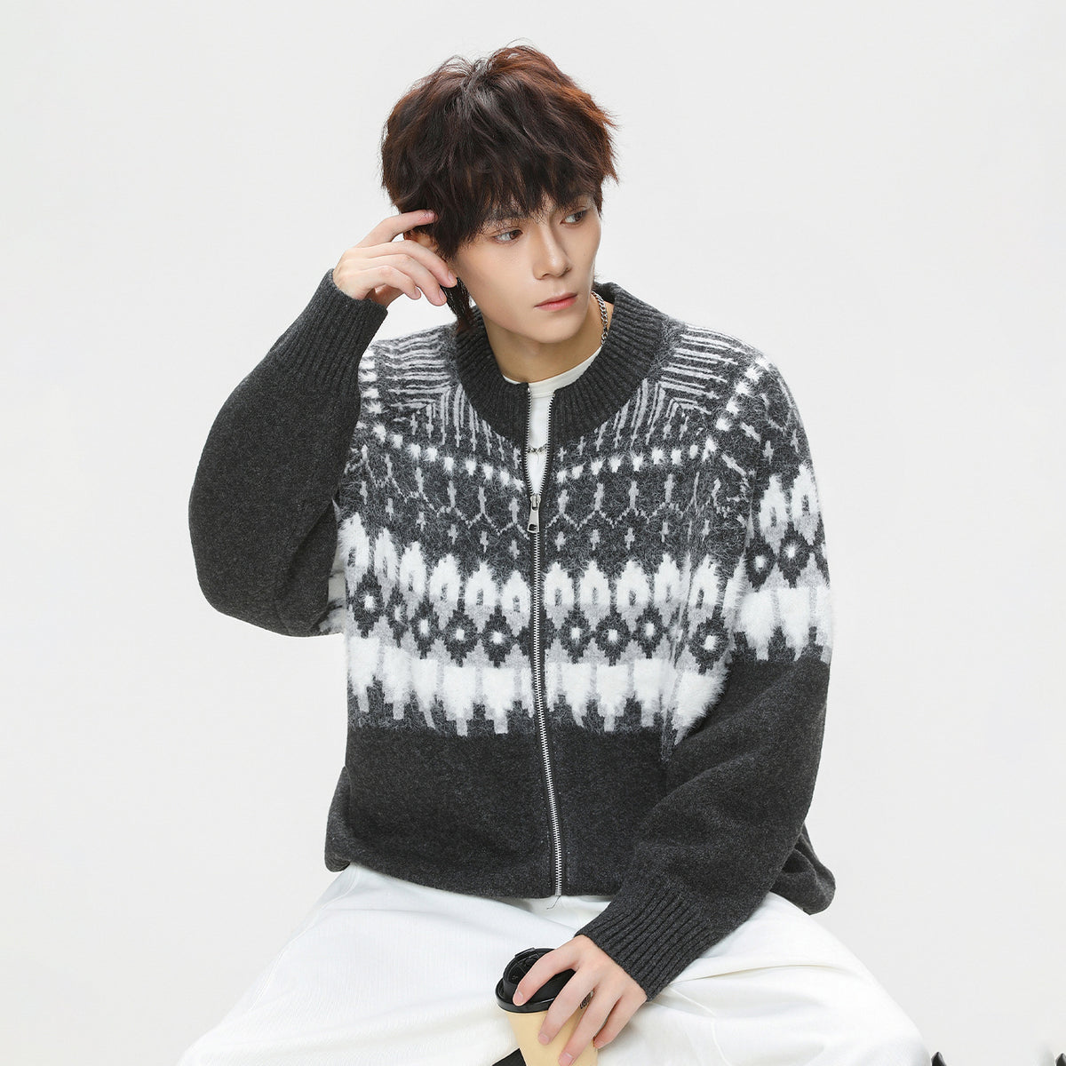 Nordic Zip Knit Cardigan